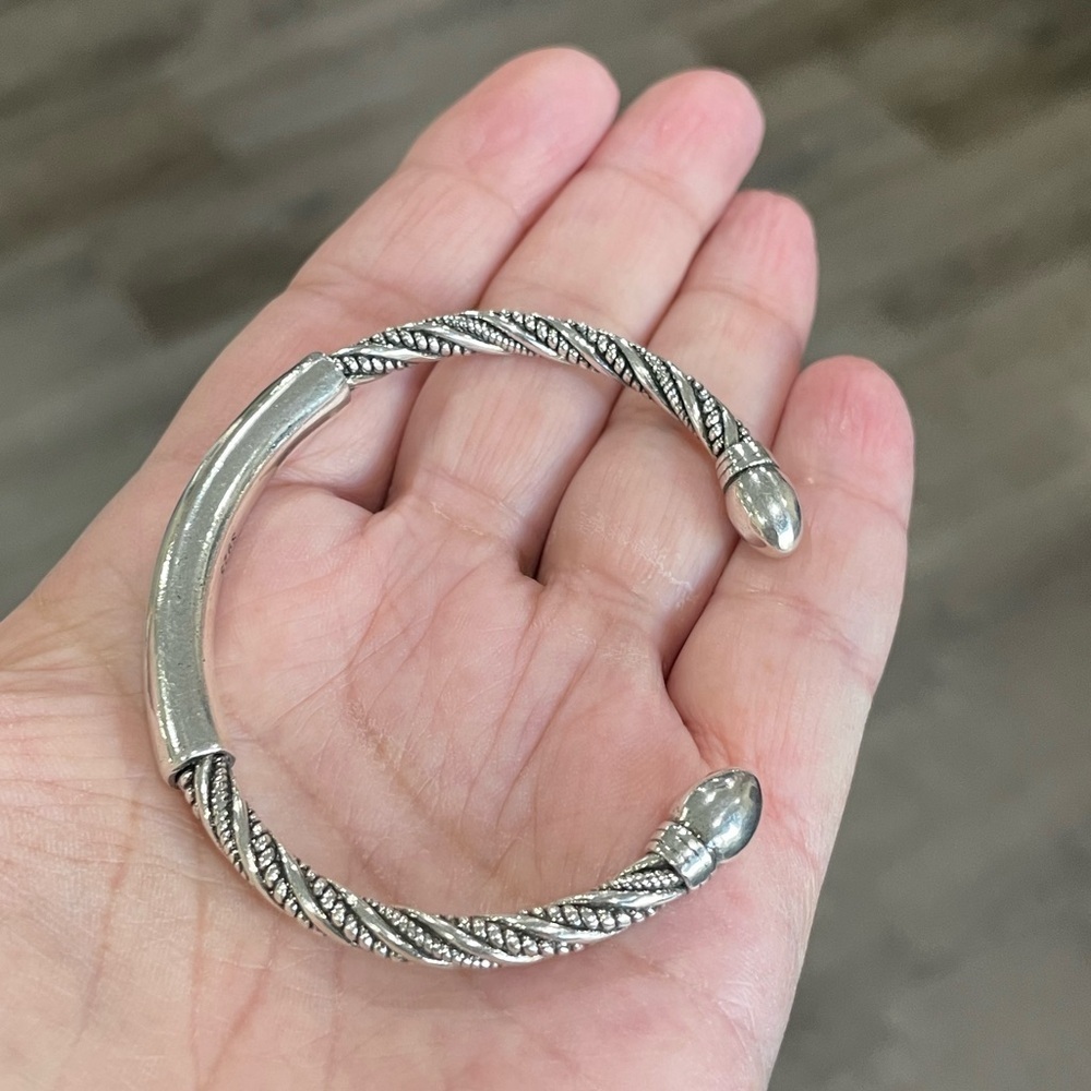 MEN’S SILVER CUFF BANGLE BRACELET - Picture 5 of 8